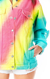 SARDONYX RAINBOW TIE DYE DENIM JACKET
