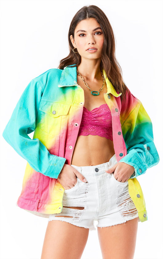 SARDONYX RAINBOW TIE DYE DENIM JACKET
