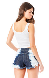 MOGAN BLEACHED DENIM SHORT
