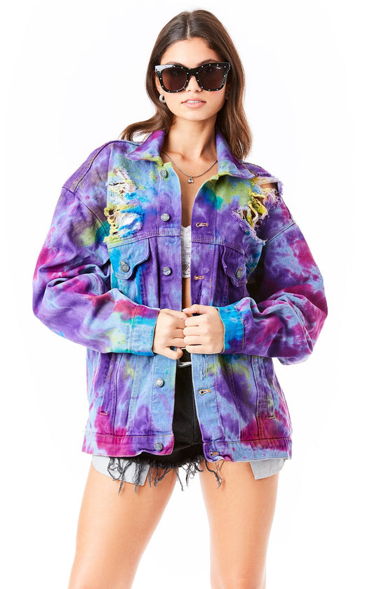 AUDREY SPLOTCH TIE DYE DENIM JACKET