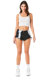 MOGAN BLEACHED DENIM SHORT