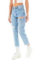 EMELIA RHINESTONE PALM TREE JEAN