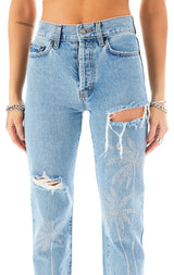 EMELIA RHINESTONE PALM TREE JEAN