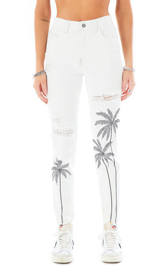 ALEXANDER RHINESTONE PALM TREE JEAN