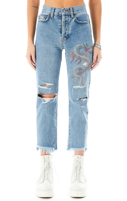 EMELIA RHINESTONE DRAGON JEAN