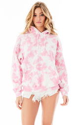 ROSE EMBROIDERED TIE DYE HOODIE