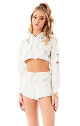 RIPPED CROPPED HOODIE