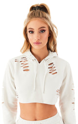 RIPPED CROPPED HOODIE