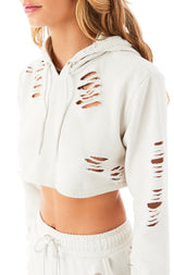RIPPED CROPPED HOODIE