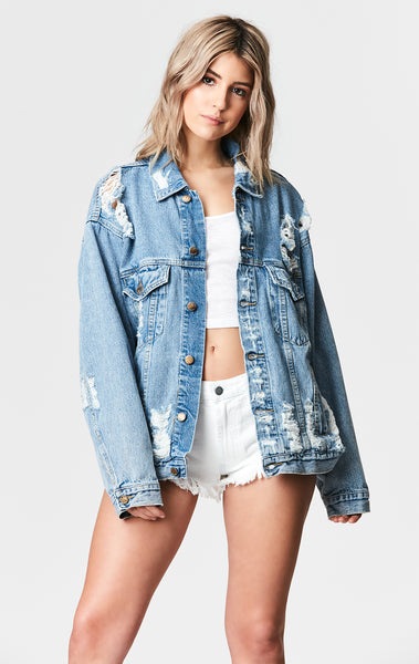 Carmar Denim: AUDREY OVERSIZED DENIM JACKET - JACKETS