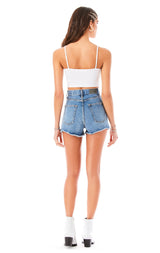 ALICE SELENITE CHAIN LADDER DENIM SHORTS 3