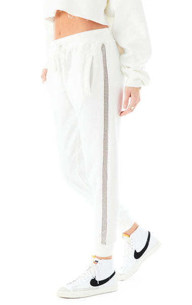 RHINESTONE STRIP SWEATPANTS