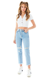 EMELIA SOFIA SHREDDED JEAN