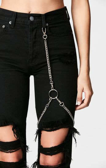 BLACK EMELIA CHAIN HARNESS JEAN