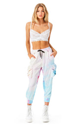 TIE DYE SATIN CARGO PANT