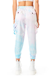 TIE DYE SATIN CARGO PANT