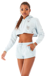 RIPPED CROPPED HOODIE