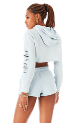 RIPPED CROPPED HOODIE