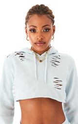 RIPPED CROPPED HOODIE