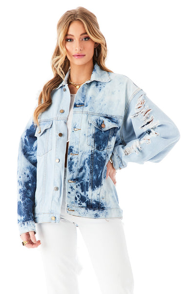 AUDREY HALF BLEACH SPLICED DENIM JACKET?id=27950096023575