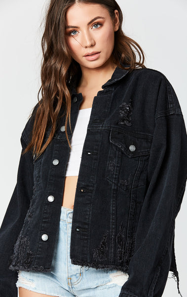 BLACK AUDREY OVERSIZED DENIM JACKET