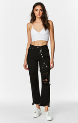 Carmar Denim: BLACK EMELIA HARNESS JEAN - DENIM JEAN