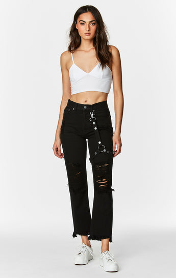 Carmar Denim: BLACK EMELIA HARNESS JEAN - DENIM JEAN