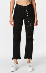 Carmar Denim: BLACK EMELIA HARNESS JEAN - DENIM JEAN