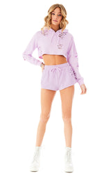 RIPPED CROPPED HOODIE LILAC 1