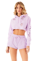 RIPPED CROPPED HOODIE LILAC 4