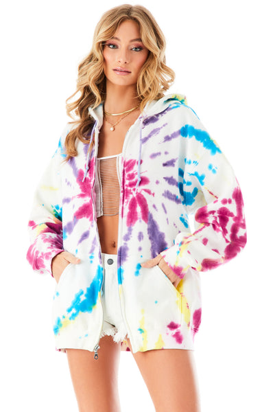 FIREWORK TIE DYE ZIP UP