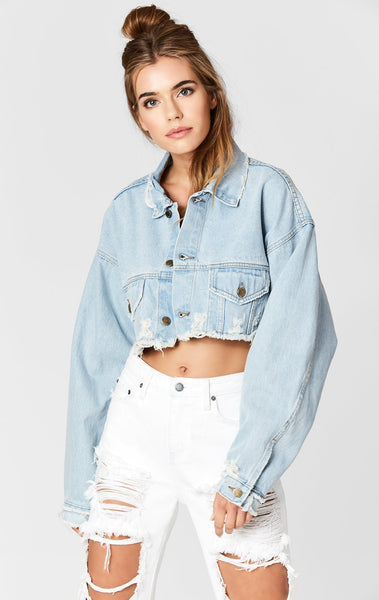 Carmar Denim: CODY NICHOLAS OVERSIZE CROPPED DENIM JACKET - DENIM JACKET
