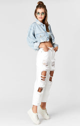 Carmar Denim: CODY NICHOLAS OVERSIZE CROPPED DENIM JACKET - DENIM JACKET
