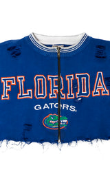 ZIP FRONT CROP COLLEGE SWEATSHIRT