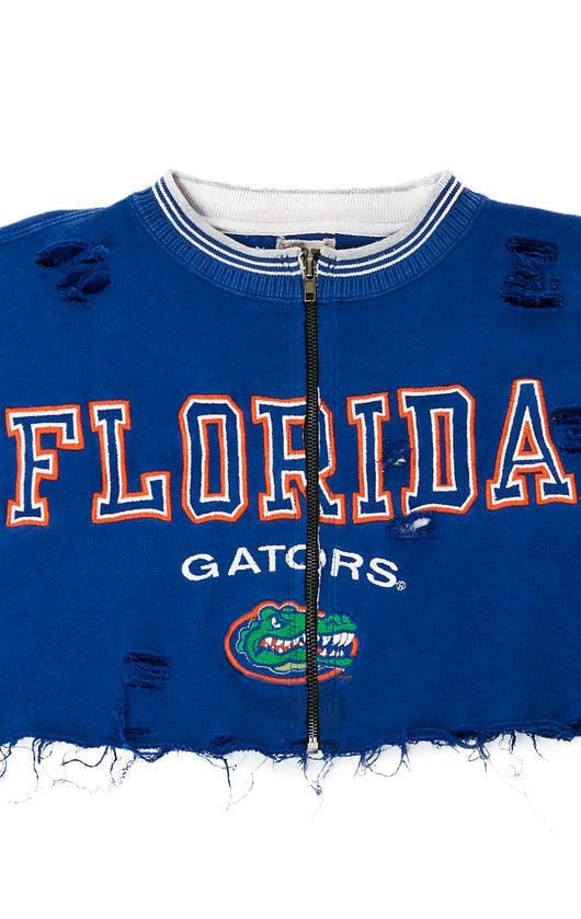 ZIP FRONT CROP COLLEGE SWEATSHIRT