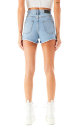 ALICE MAGNETITE PEARL LADDER DENIM SHORTS 4