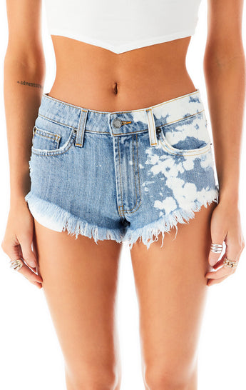 MOGAN HALF CRYSTAL DENIM SHORTS