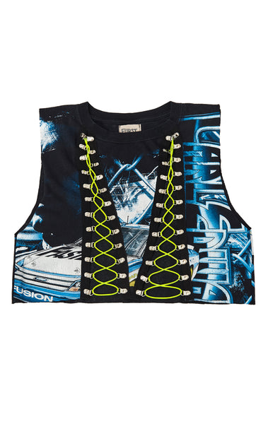Carmar Denim: BUNGEE LACE UP SLEEVELESS TEE - VINTAGE TEE
