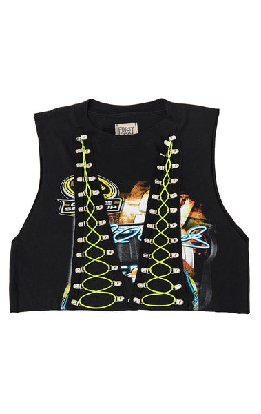 Carmar Denim: BUNGEE LACE UP SLEEVELESS TEE - VINTAGE TEE
