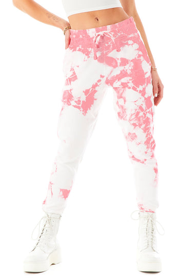 CRYSTAL TIE DYE SWEATPANTS  PINK