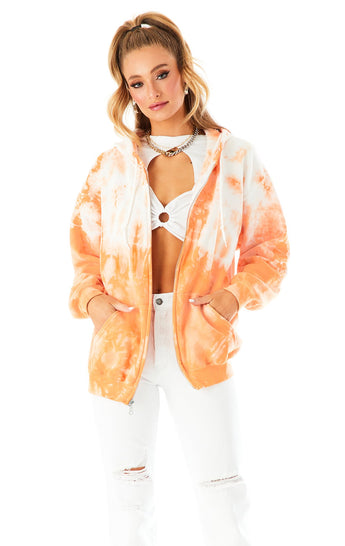 DIAGONAL GIRAFFE TIE DYE ZIP UP