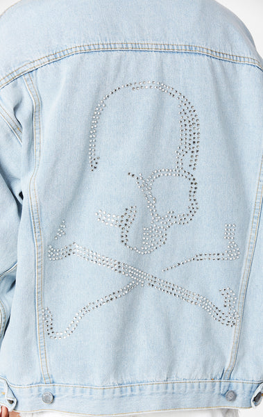 RHINESTONE SKULL AUDREY DENIM JACKET