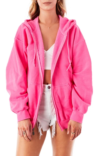FUCHSIA ZIP UP SWEATSHIRT