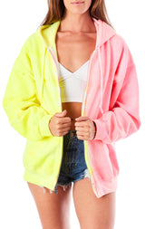 TWO TONE TIE DYE ZIP UP SWEATSHIRT
