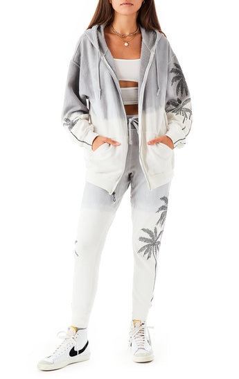 RHINESTONE PALM TREE DIP DYE SWEATPANTS