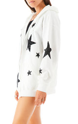 BLACK RHINESTONE STAR PATCH ZIP UP 2
