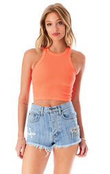 TITANIA LINSLEY RHINESTONE FRINGE DENIM SHORT