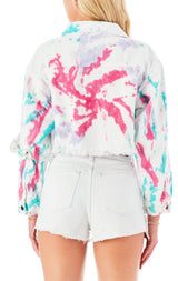 SARDONYX POLLOCK TIE DYE CROP DENIM JACKET