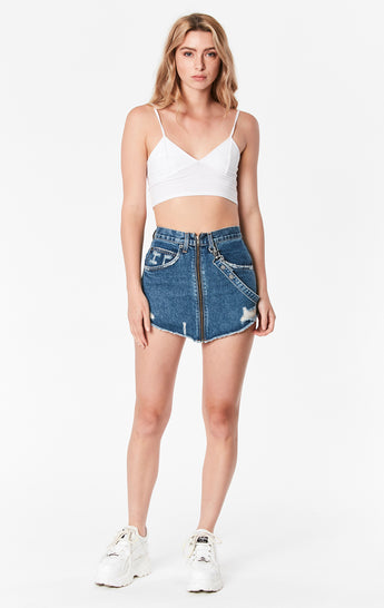 DELPHIUS BEATRICE HARNESS ZIP FRONT SKIRT