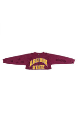 ZIP FRONT CROP COLLEGE SWEATSHIRT